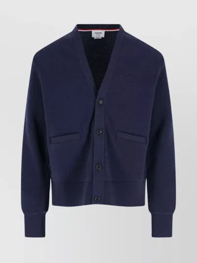 Thom Browne Knitwear With V-neckline And Ribbed Finish