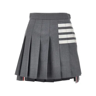 Thom Browne L Mini Skirt With 4 Bar Detail In Gray