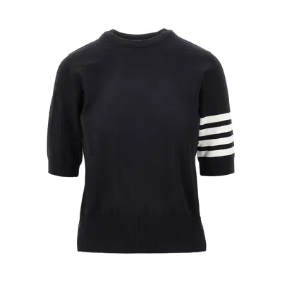 Thom Browne L T-shirt With 4 Bar Inlay In Black
