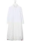 Thom Browne Lace-detail Shirt Dress In White