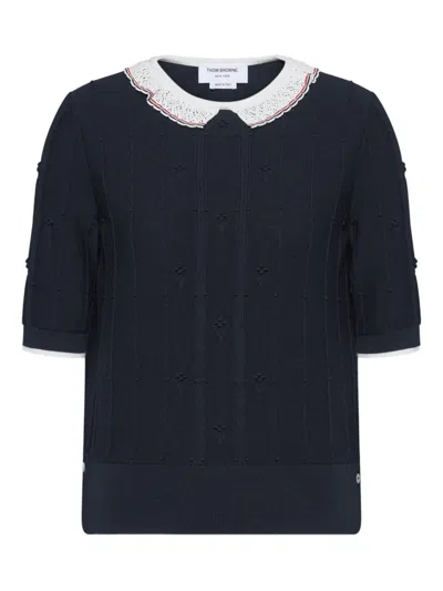 Thom Browne Lace-trim T-shirt In Multi