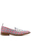 Thom Browne Houndstooth-pattern Penny-slot Loafers In Blue