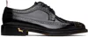 Thom Browne Black Spazzolato Leather Longwing Brogues In Black