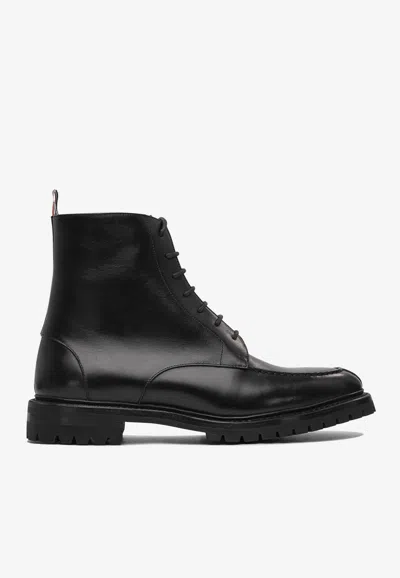 THOM BROWNE LACE-UP LEATHER BOOTS