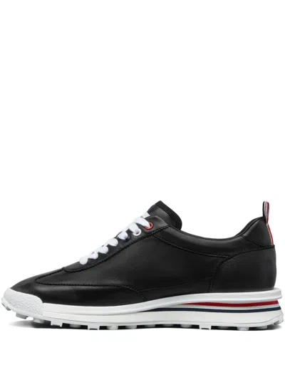 Thom Browne Lace-up Leather Sneakers In Black