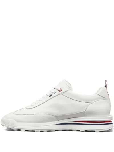 Thom Browne Lace-up Leather Sneakers In White