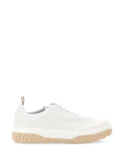 Thom Browne Grosgrain-loop Trim Lace-up Sneakers In White