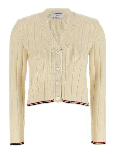 THOM BROWNE LADDER FULL NEEDLE RIB STITCH CARDIGAN