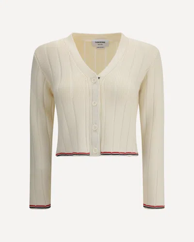 THOM BROWNE LADDER FULL NEEDLE RIB STITCH V NECK CAR