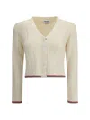Thom Browne White Ladder Full Needle Rib Stitch Cardigan In White