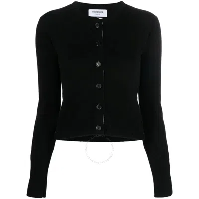 Thom Browne Ladies Black Cashmere Crew Neck Cardigan