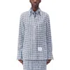 Thom Browne Plaid Crochet Shirt In Grey