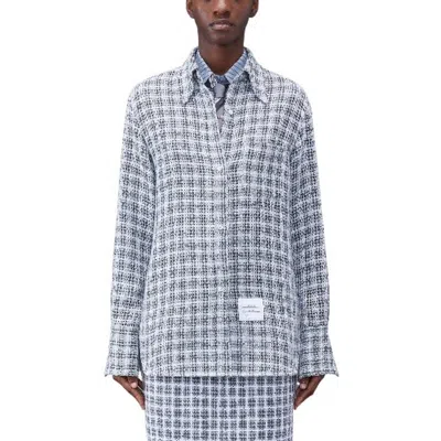 THOM BROWNE THOM BROWNE LADIES CHECK CROCHET TWEED OVERSIZED SHIRT