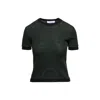Thom Browne Short Sleeve Tee W/ Contrast Trims In Wool Rib In Green