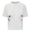 Thom Browne Cotton Crew Neck T-shirt With Graphic Print In White