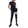 Thom Browne Ladies Festive Jersey Short Sleeve Button Hector Tee In Black