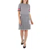 Thom Browne Ladies Light Grey Rwb Cuff Fine Merino Tee In Gray