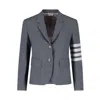 Thom Browne Ladies Med Grey 4-bar Single-breasted Blazer In Grey