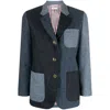 Thom Browne Patchwork Donegal Tweed Blazer In Blue