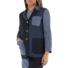 Thom Browne Patchwork Donegal Tweed Blazer In Blue