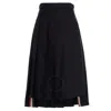 Thom Browne Ladies Navy Twill Pleated Midi Skirt In Blue