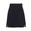 Thom Browne Ladies Navy Twill Pleated Mini Skirt In Blue