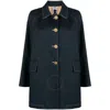 Thom Browne Rwb-stripe Cropped Car Coat In Blue/beige