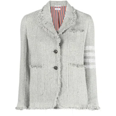 THOM BROWNE THOM BROWNE LADIES TWEED FRAY 4-BAR CROPPED SACK JACKET
