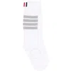 Thom Browne 4-bar Stripe Mid Calf Socks In White