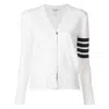 Thom Browne Milano Stitch V-neck Merino Cardigan In White