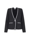 Thom Browne Single-breasted Collarless Jacket In Blue