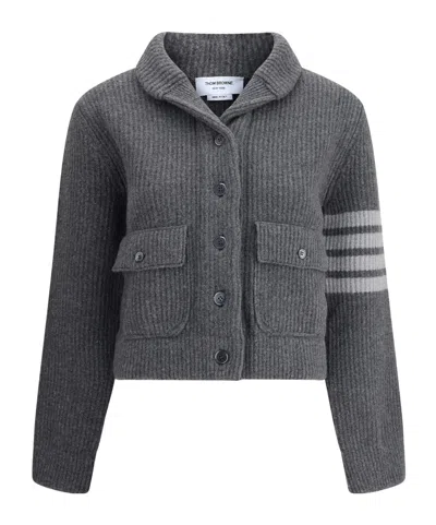 THOM BROWNE THOM BROWNE STRIPE BUTTONED BOMBER JACKET