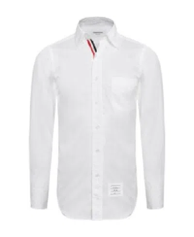 Thom Browne Lapel Long-sleeved Shirt In White