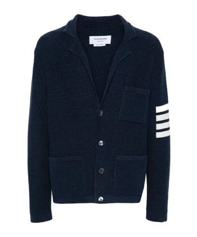 THOM BROWNE NOTCHED-LAPELS DROP-SHOULDER CARDIGAN