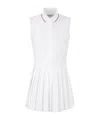 Thom Browne High Waist Pleated Skirt Polo Collar Dress In White