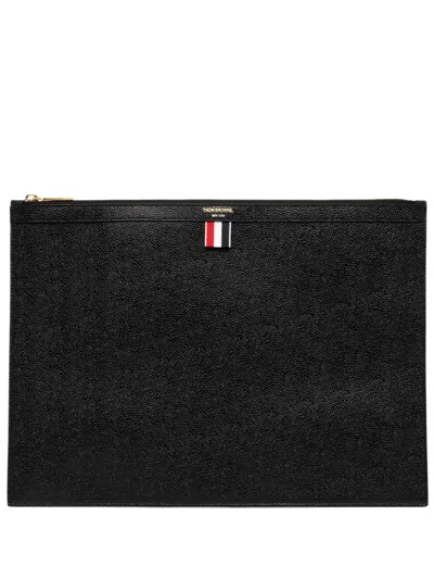 Thom Browne Large Document Clutch Bag In Black