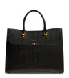 Thom Browne Large Leather Duet Tote Bag In Black