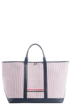THOM BROWNE LARGE TOOL CANVAS & LEATHER TOTE