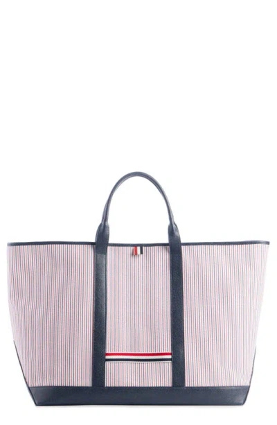 THOM BROWNE LARGE TOOL CANVAS & LEATHER TOTE