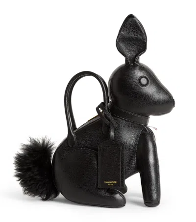 Thom Browne Lather Rabbit Top-handle Bag In Black
