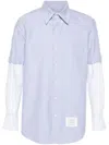 Thom Browne Blue & White Paneled Shirt In Blue