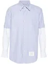 Thom Browne Blue & White Paneled Shirt In White