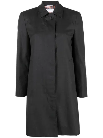 Thom Browne Layered Poplin-panel Dress In Grey