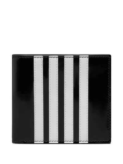 Thom Browne Leather 4-bar Strip-detail Wallets In Black