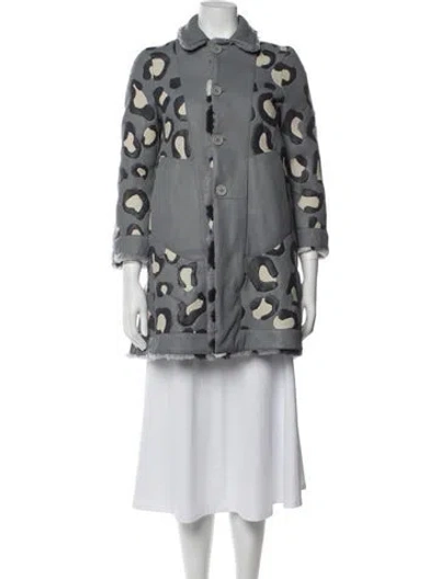 Pre-owned Thom Browne Leather Animal Print Coat In Multicolor