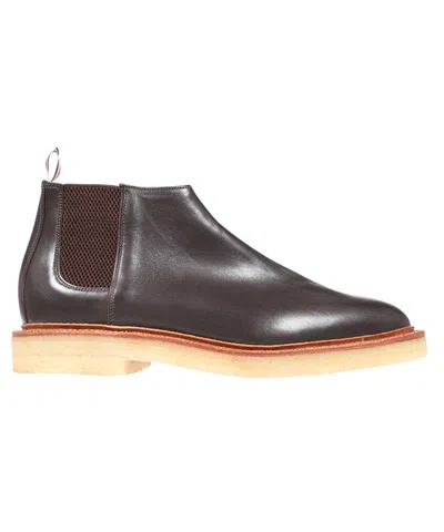 Thom Browne Leather Ankle Boots In Brown