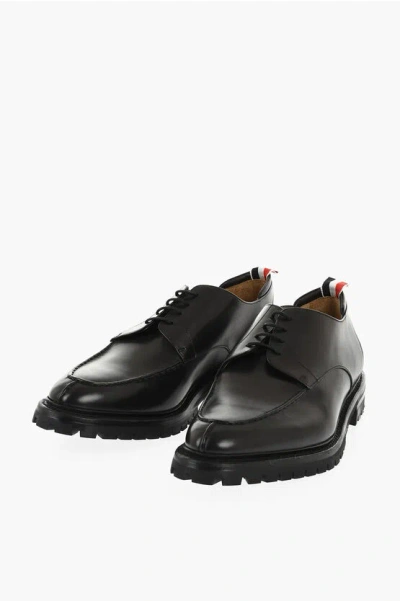 Thom Browne Leather Apron Derby Shoes With Carrion Sole In Black