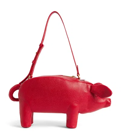 Thom Browne Leather Baby Pig Top-handle Bag In Red