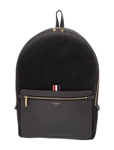Pre-owned Thom Browne Leather Backpack In Black