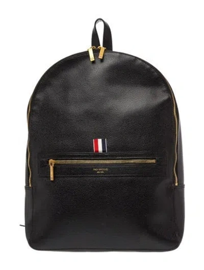 Pre-owned Thom Browne Leather Backpack In Black